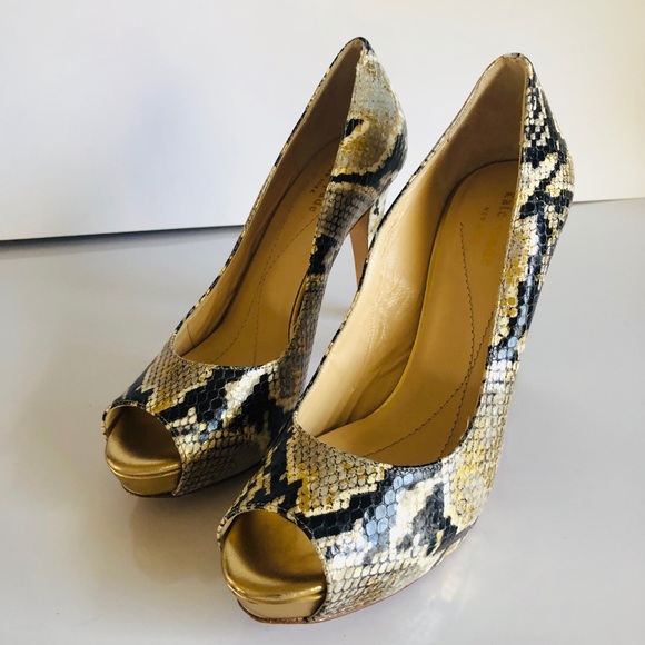 Kate Spade Peep Toe Python Heels - Picture 1 of 6